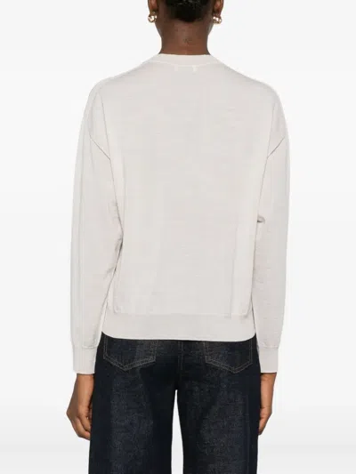 Peserico V-neck Long-sleeve Top In Neutral
