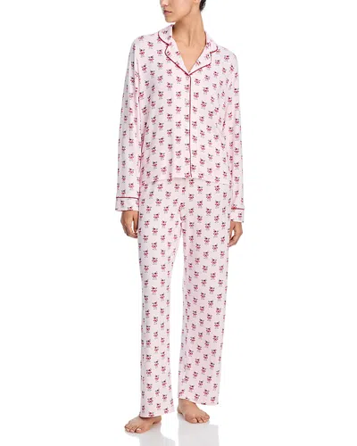 Aqua Notched Collar Jersey Pajama Set - Exclusive In Pink
