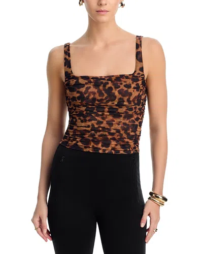 L'agence Rasha Shirred Tank In Animal Print