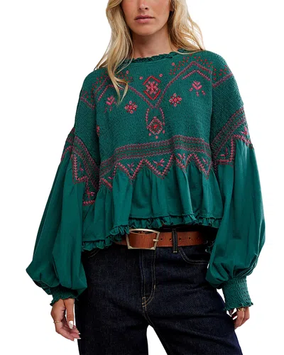 Free People Holly Knit Top In Green