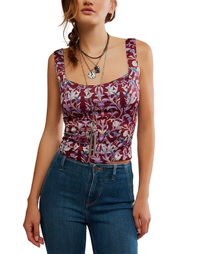 Free People Grace Corset Camisole In Burgundy