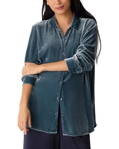 Eileen Fisher Classic Collar Long Shirt In Gray