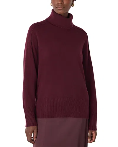 Whistles Cashmere Seam Roll Neck Knit Sweater In Burgundy