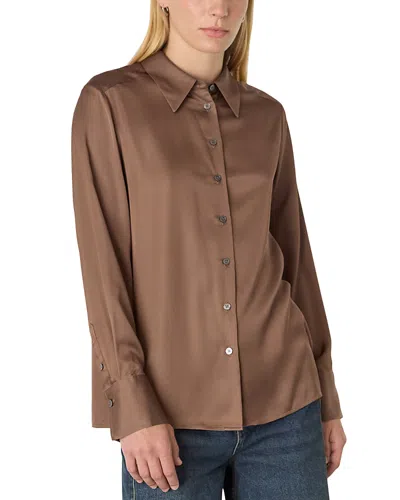 Whistles Womens Metallic Long-sleeve Woven Shirt Brown In Brown