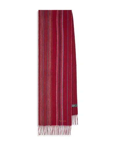 Paul Smith Trent Striped Wool Scarf In Brown
