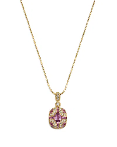 Bloomingdale's Fine Collection Pink Sapphire & Diamond Pendant Necklace In 14k Yellow Gold, 18 In Gold