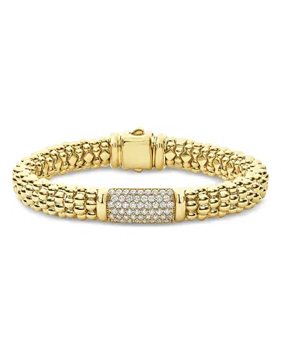 Lagos 18k Yellow Gold Caviar Gold Diamond Pave Station Beaded Bracelet In Gold