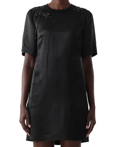 Jason Wu Collection Short Sleeve Embellished Mini Dress In Black