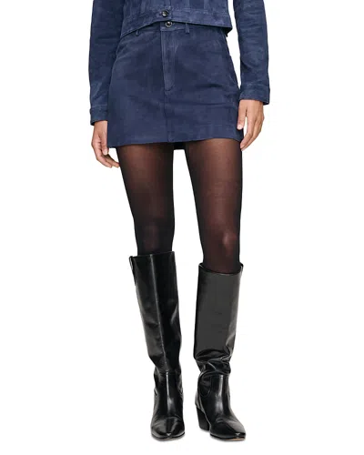 Dl1961 Alma Leather Miniskirt In Blue