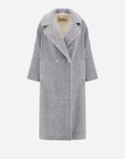 Herno Coat In Melange Teddy In Gray