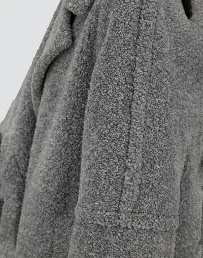 Herno Coat In Melange Teddy In Gray