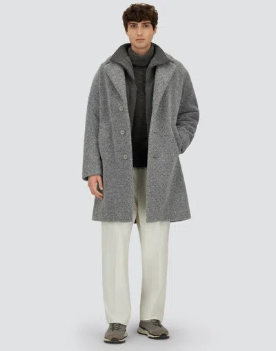 Herno Textured Mohair Wool Single Breasted Coat In Gray
