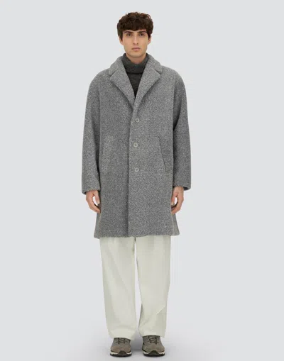 Herno Textured Mohair Wool Single Breasted Coat In Gray