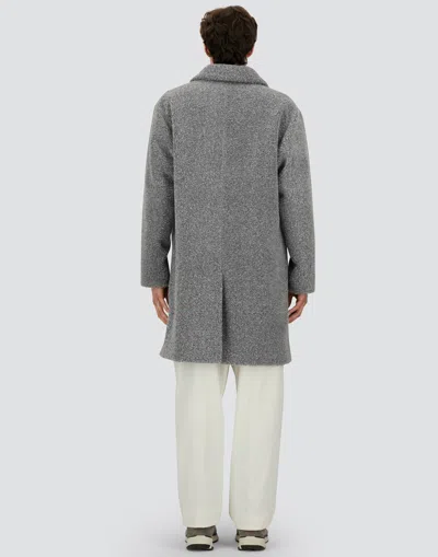 Herno Textured Mohair Wool Single Breasted Coat In Gray