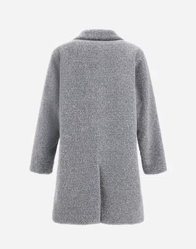 Herno Textured Mohair Wool Single Breasted Coat In Gray