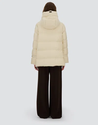Herno Hooded Medium-length Wool Down Jacket With Zip In Brown