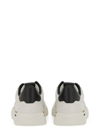 Hugo Boss Leather Trainers With Signature-stripe Details In White