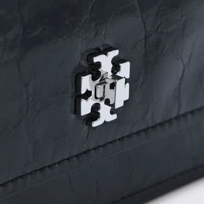 Tory Burch Chain Strap Textured Shoulder Bag In Black