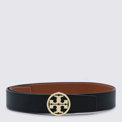 Tory Burch 1.5-inch Miller Smooth Leather Reversible Logo Belt In Black