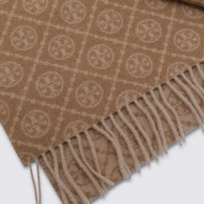 Tory Burch T Monogram Oblong Scarf In Brown