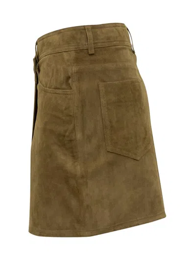 Ba&sh Suede Miniskirt With Asymmetrical Closure In Brown