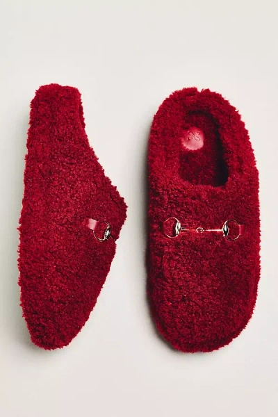 Maeve Sherpa Fleece Bit Scuff Slippers In Burgundy
