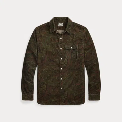 Double Rl Paisley Print Cotton Corduroy Button-up Work Shirt In Multi