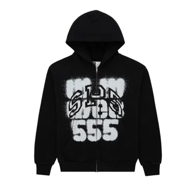 Pre-owned Sp5der Sp555 Zip Hoodie 'black' | Men's Size Xxl