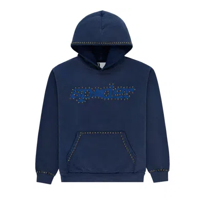 Pre-owned Sp5der Punk V3 Studded Hoodie 'blue' | Men's Size Xxl