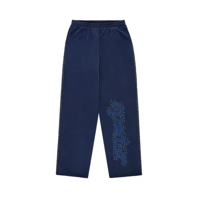 Pre-owned Sp5der Punk V3 Studded Sweatpant 'blue' | Men's Size Xxl