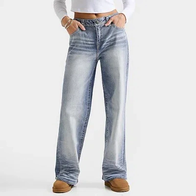True Religion Women's Bobbi Mid Rise Big T Baggy Jeans In Multi