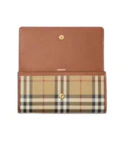 Burberry Check Pattern Canvas Wallet With Gold-tone Hardware In Multi