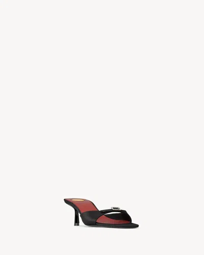 Saint Laurent Daisy Mules In Satin Crepe In Black