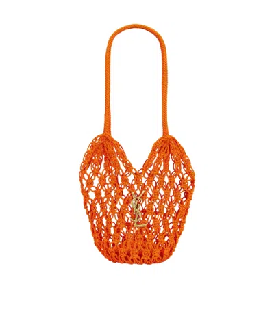 Saint Laurent Logo Shoulder Bag In Orange