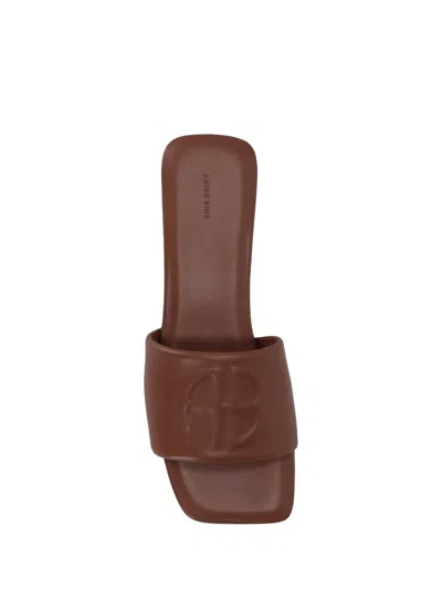 Anine Bing Square Toe Flat Sandals In Blue