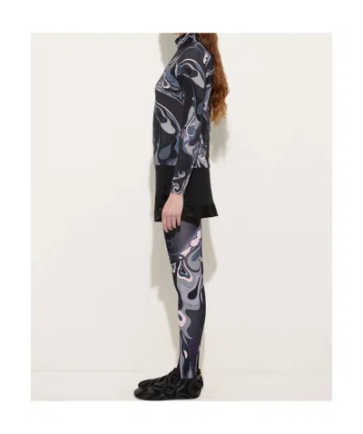 Pucci Orchidee Print High-neck Wool Sweater In Black