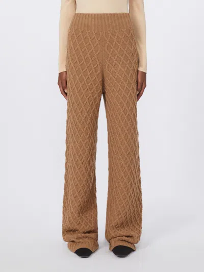 Max Mara Long, Camel-yarn Trousers In Brown
