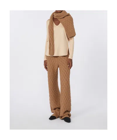Max Mara Long, Camel-yarn Trousers In Brown