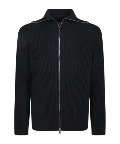 Incotex Full-zip High Collar Knitwear In Blue