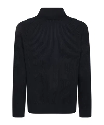 Incotex Full-zip High Collar Knitwear In Blue