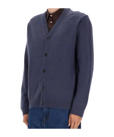 Ps By Paul Smith Classic Button-up Cardigan Sweater In Muted Blue In Blue