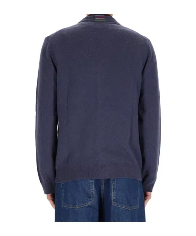 Ps By Paul Smith Classic Button-up Cardigan Sweater In Muted Blue In Blue