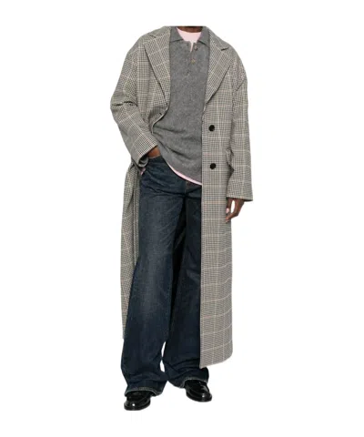 Tagliatore Houndstooth Pattern Wool Coat Pockets In Gray