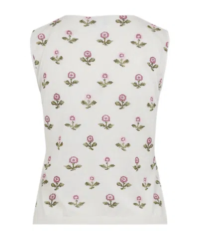 Giambattista Valli Fitted Floral-patterned Cashmere-silk Top In White