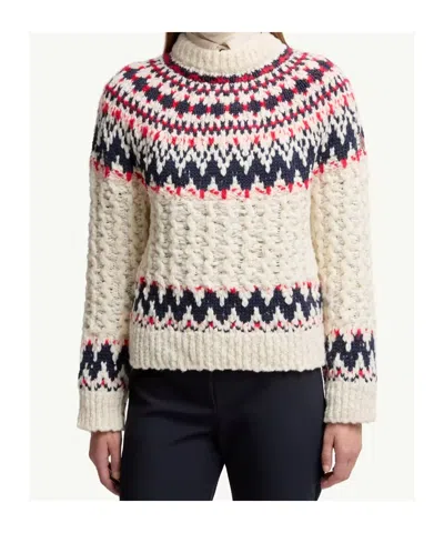 Moncler Grenoble Geometric Jacquard Wool Blend Jumper In Multi
