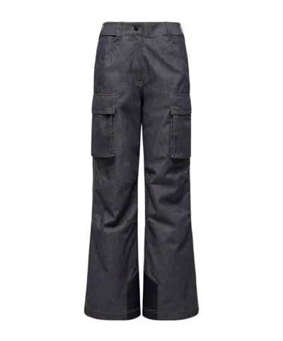 Moncler Padded Denim Ski Trousers In Gold
