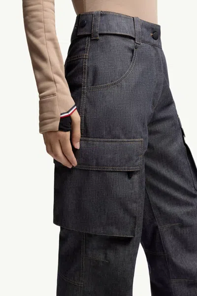 Moncler Padded Denim Ski Trousers In Gold