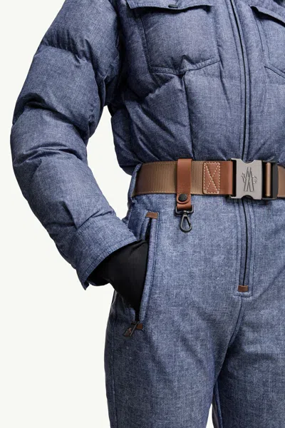 Moncler Shearling-trimmed Down Ski Suit In Multi