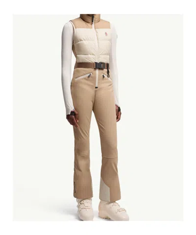 Moncler Grenoble Colorblock Down Ski Suit In Brown