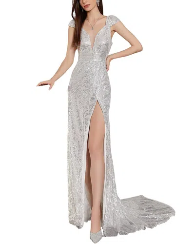 Juliet Roses Maxi Dress In Silver